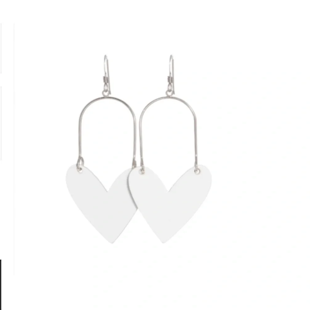 Nickel and Suede White Sweethearts Leather Earrings